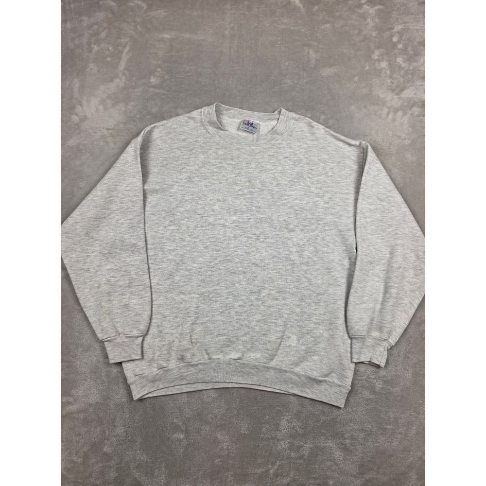 Vintage Tee Jays Sweatshirt Women Large Gray Blank Crewneck Made in USA *Stained